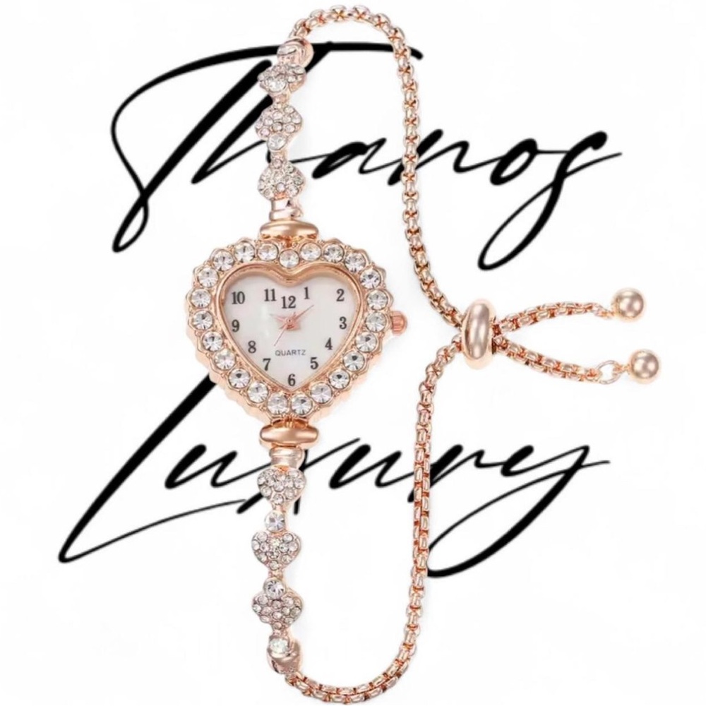 Rose Gold Heart Watch set